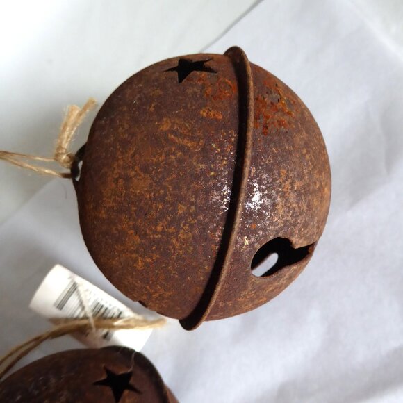 NEW 3” FARMHOUSE RUSTY METAL JINGLE BELL CHRISTMAS ORNAMENT LOT OF 13 - Picture 8 of 10